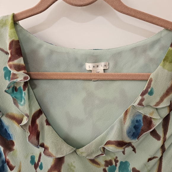 Lapis Silk Fully Lined Floral Maxi Dress - NWOT - Size 2X - Picture 4 of 11